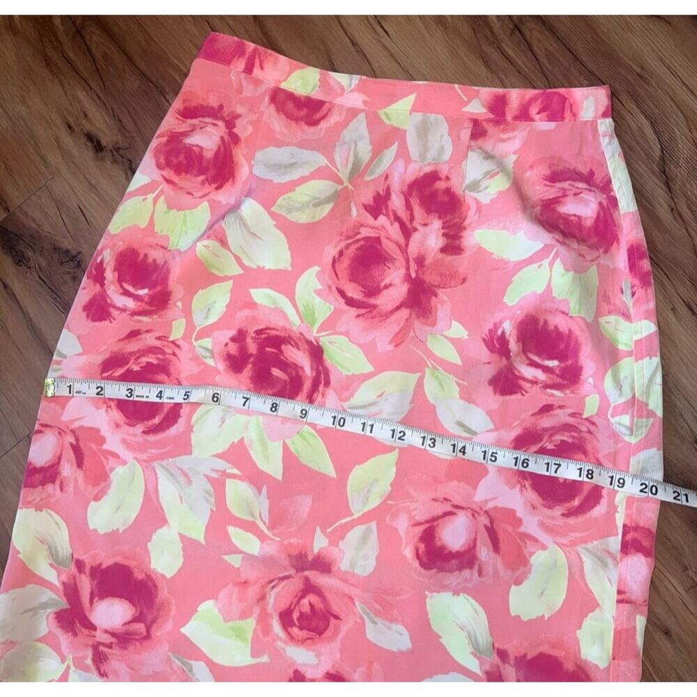 Beautiful Pink Christopher and Banks Floral Print Long Zip Maxi Skirt Size 4 - Picture 7 of 8